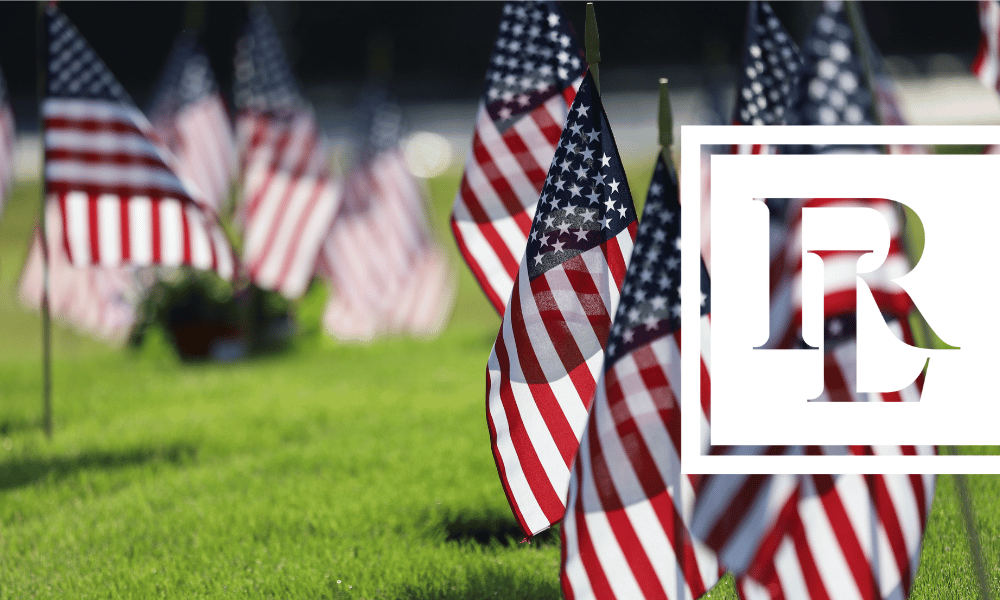 American Flags in cemetery