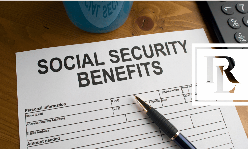 Social Security benefits initial claim form with pen on top of it