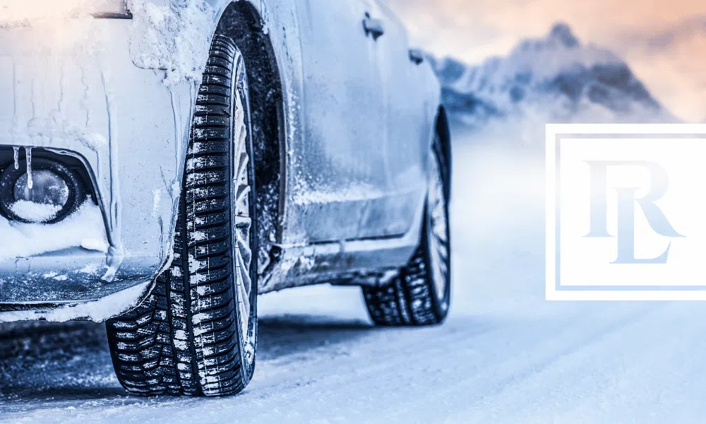 Close-up of snow tire on car