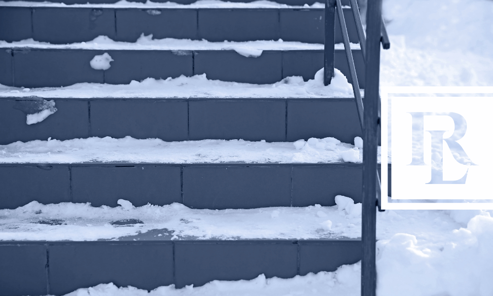 Stairs covered in snow