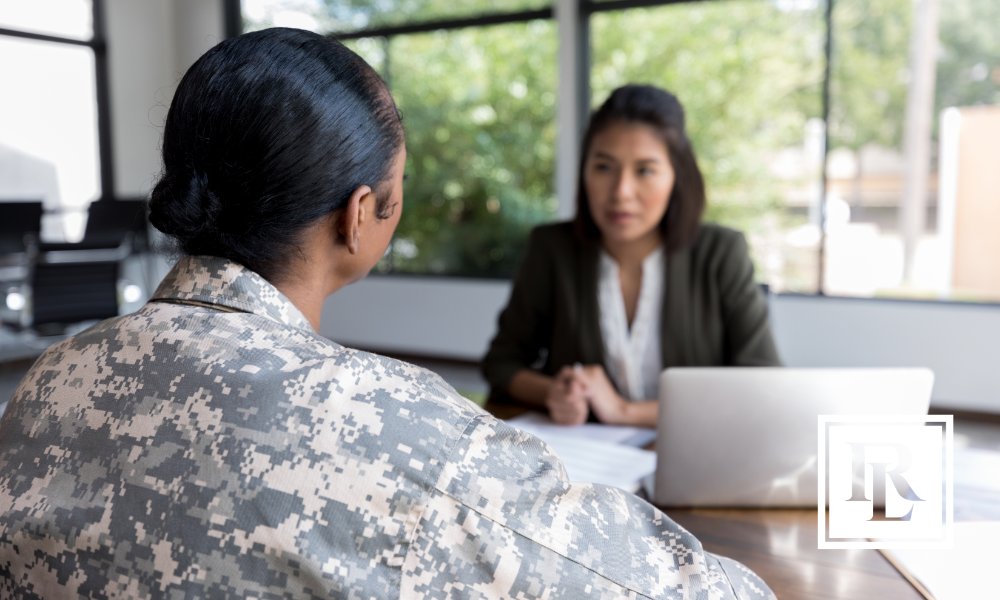 Military veteran speaking with counselor