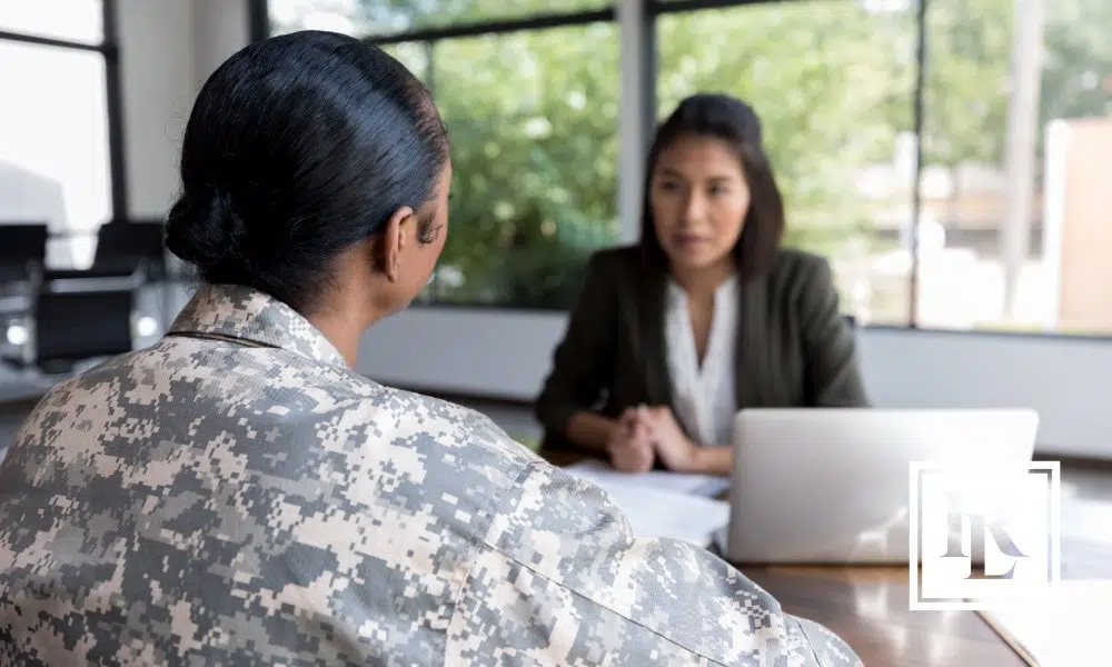 Military veteran speaking with counselor