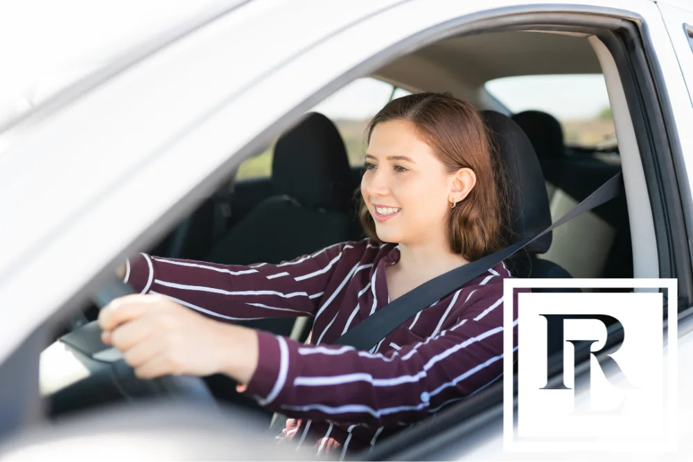 Teen girl driving a car